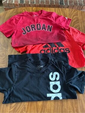 Adidas & Jordan Kids' Red/Black Logo T‑Shirt Bundle
